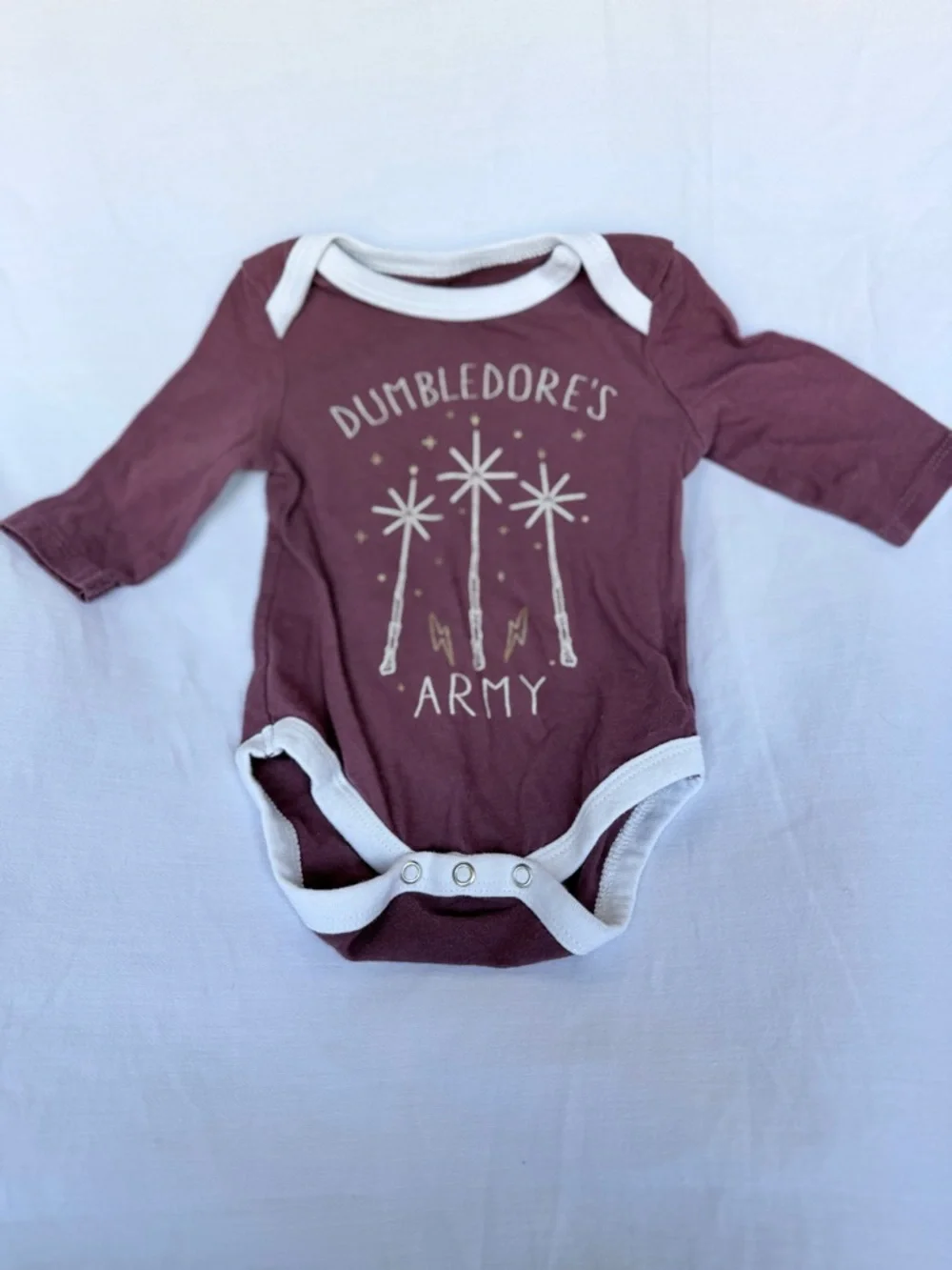 Warner Bros. Dumbledore's Army One-Piece Bodysuit - Maroon with White Trim